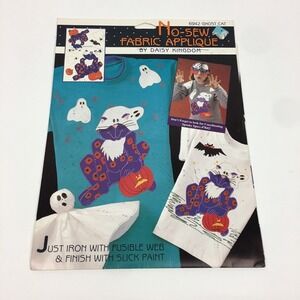 Daisy Kingdom 6942 Ghost Cat Halloween No Sew Fabric Panel Applique Vtg 90s Rare